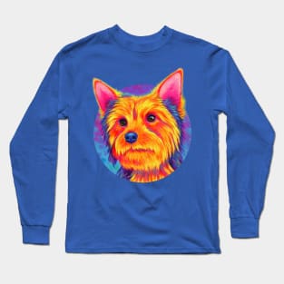 Psychedelic Rainbow Yorkshire Terrier Yorkie Dog Long Sleeve T-Shirt